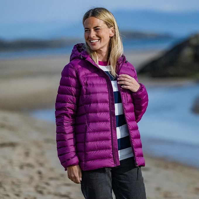 North Womens RDS Certified Down Hooded Jacket - Purple Berry