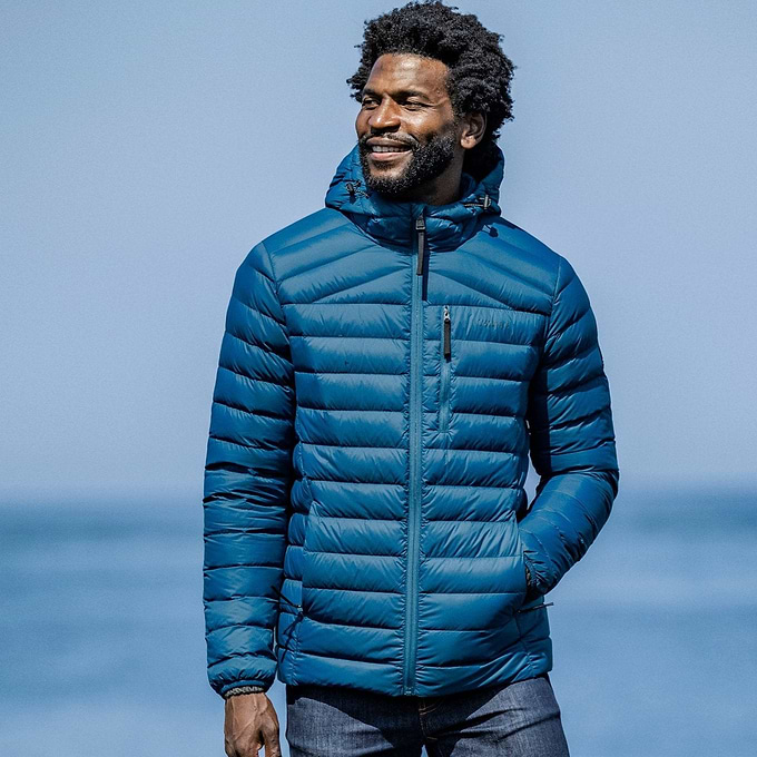 North Mens RDS Certified Down Hooded Jacket - Marine Blue