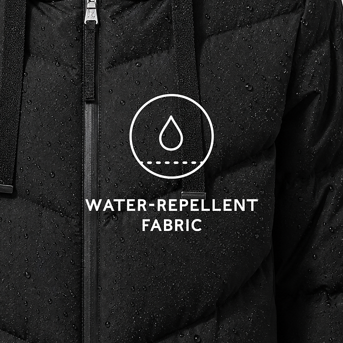 Raleigh Luxe Womens Shower Resistant Down Insulated Jacket - Black