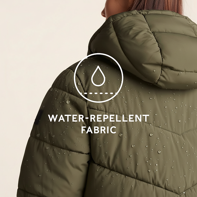 Raleigh Womens Long Insulated Jacket - Khaki