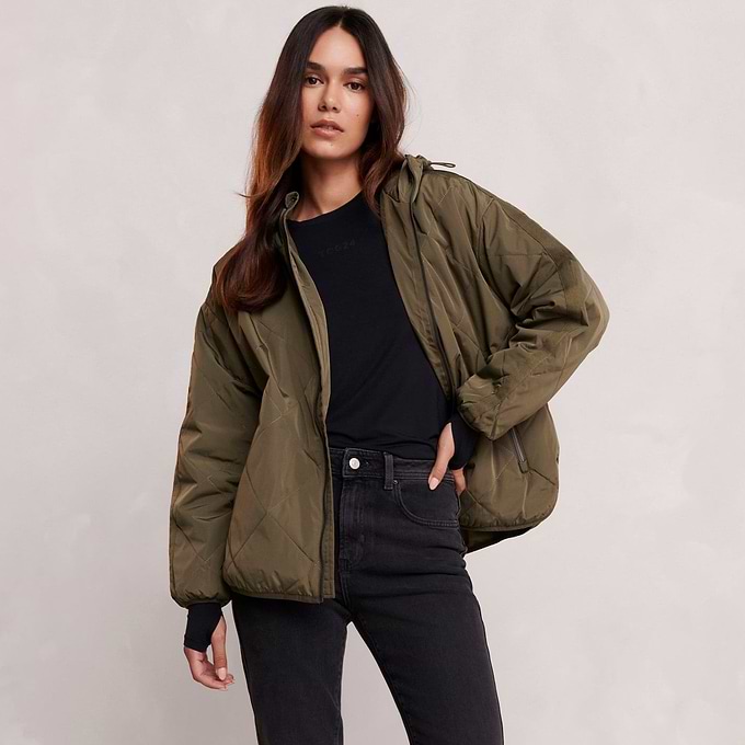 Corlae Womens Oversized Shower Resistant Insulated Jacket - Khaki