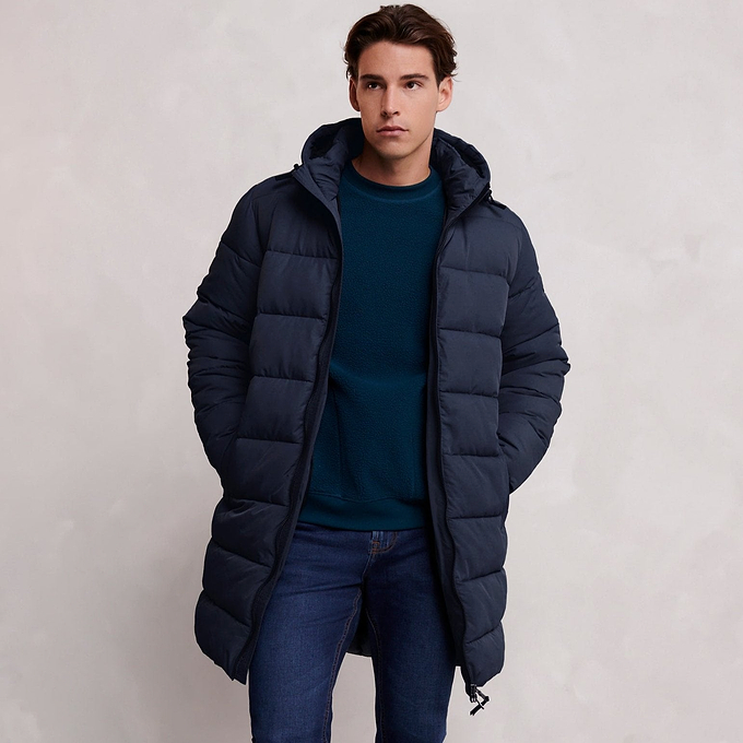 Radley Mens Padded Long Jacket - Dark Indigo