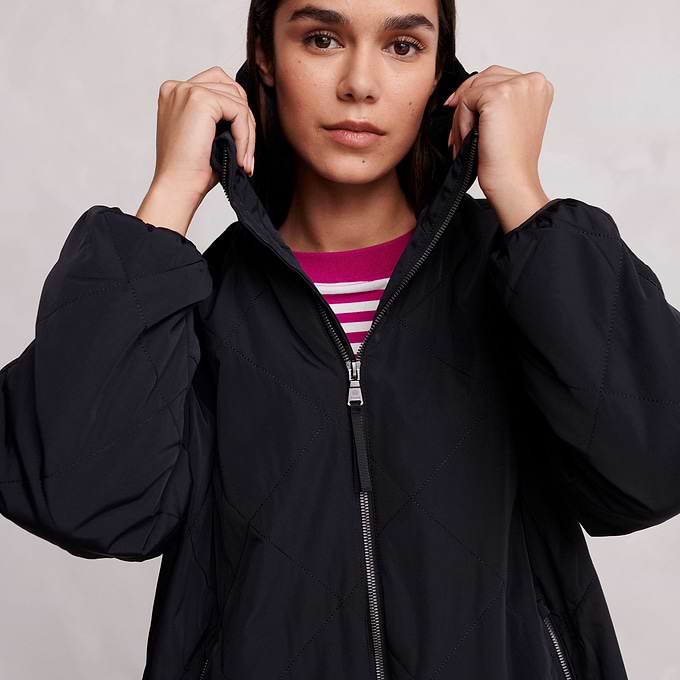 Banton Womens Oversized Shower Resistant Insulated Jacket - Black
