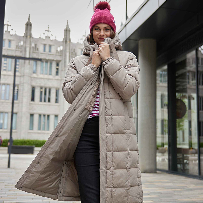 Saga Womens Long Shower Resistant Insulated Jacket - Dark Taupe