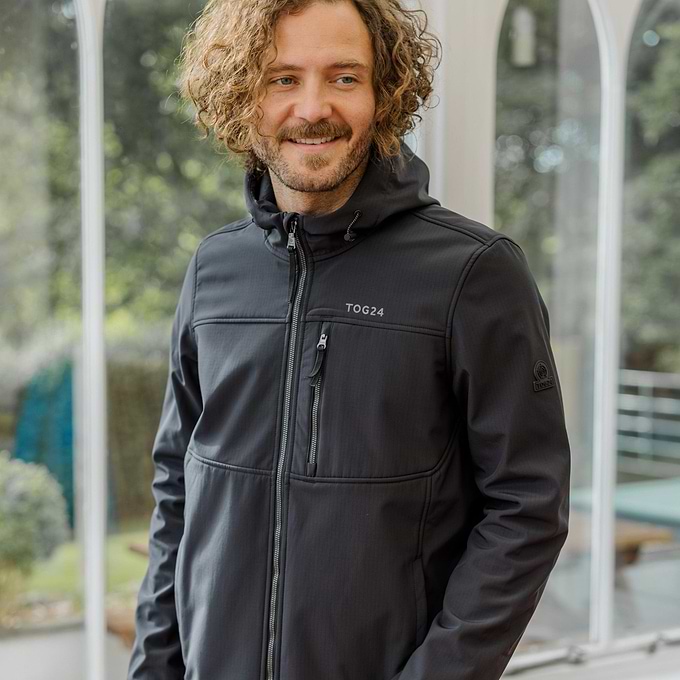 Truro Mens Hooded Softshell Jacket - Black