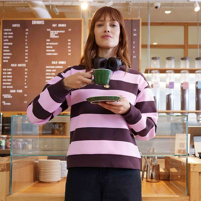 Yuri Womens Supersoft Crew Neck Striped Sweatshirt - Huckleberry Stripe