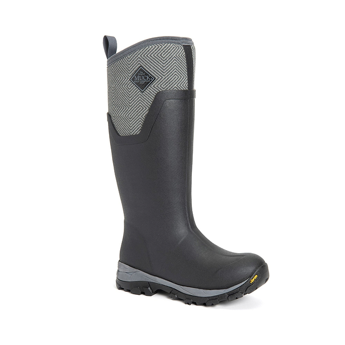 Muck Boots Arctic Ice Tall Womens Wellingtons - Black/Grey Geometric