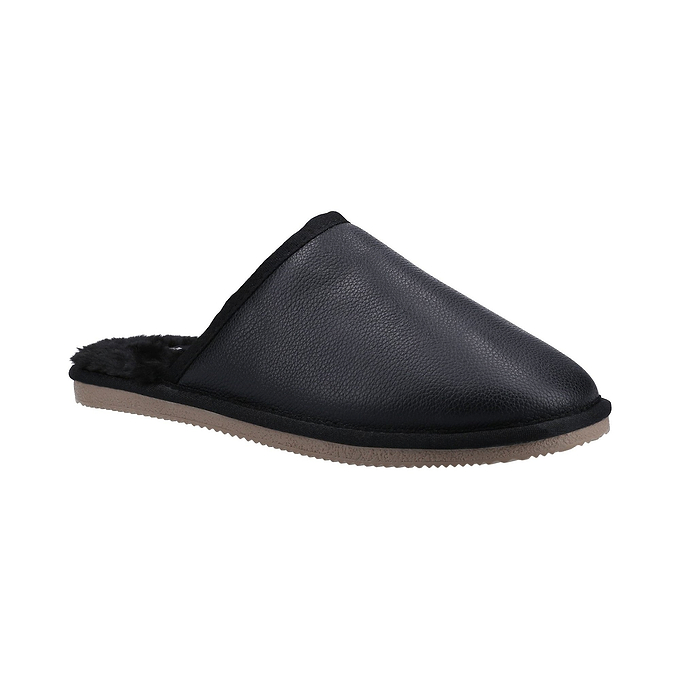 Hush Puppies Coady Leather Slipper Mens - Black