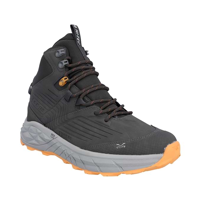 Hi-Tec Fuse Trek Mid Mens Hiking Boot - Steel/Charcoal/Bright Marigold