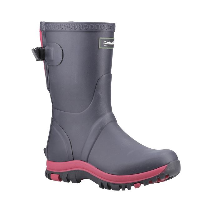Cotswold Realm Womens Adjustable Short Wellington Boot - Navy/Pink