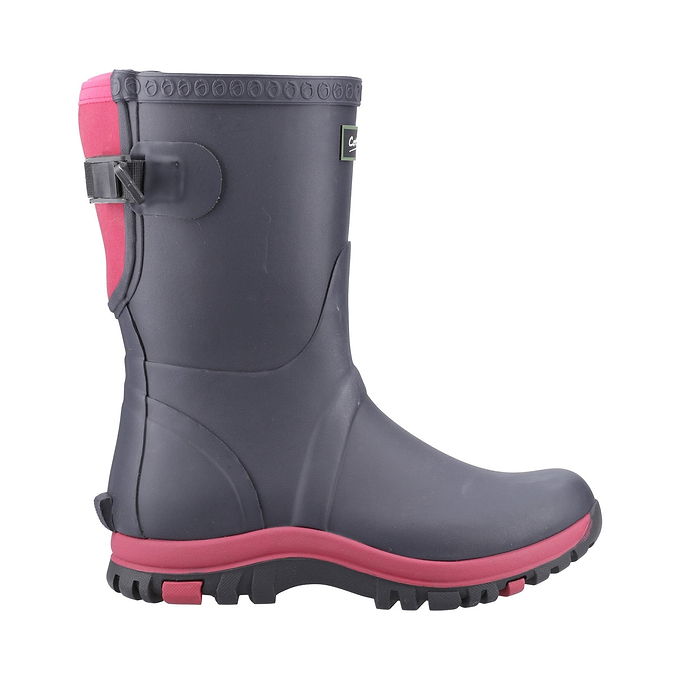 Cotswold Realm Womens Adjustable Short Wellington Boot - Navy/Pink