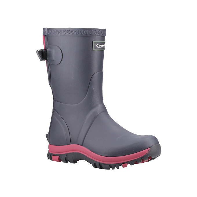 Cotswold Realm Womens Adjustable Short Wellington Boot - Navy/Pink