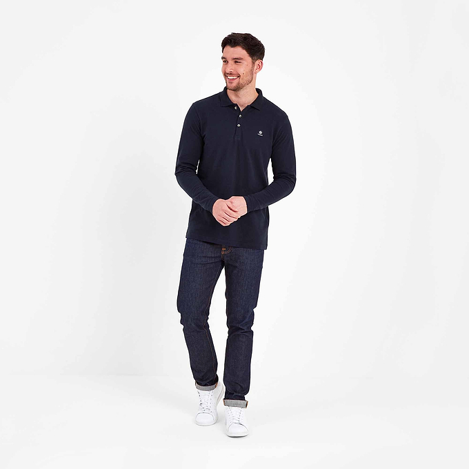 Bander Mens Long Sleeve Polo Shirt - Dark Indigo