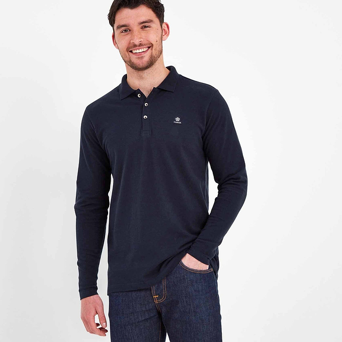 Bander Mens Long Sleeve Polo Shirt - Dark Indigo