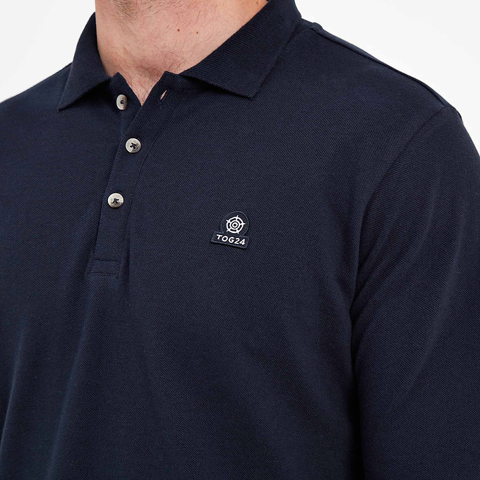 Bander Mens Long Sleeve Polo Shirt - Dark Indigo