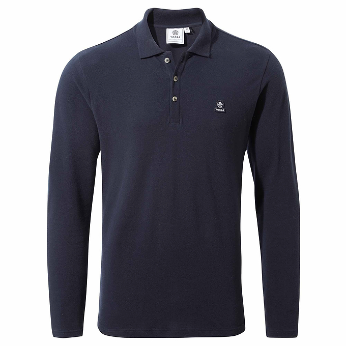 Bander Mens Long Sleeve Polo Shirt - Dark Indigo