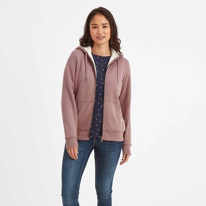 Finch Womens Supersoft Sherpa Fleece Lined Hoody - Faded Pink