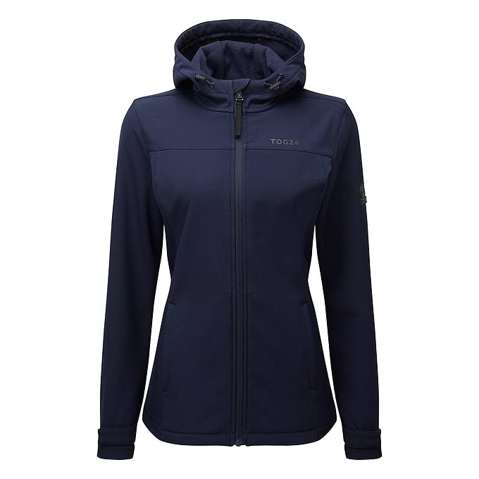 Keld Womens Shower Resistant Hooded Softshell Jacket - Navy