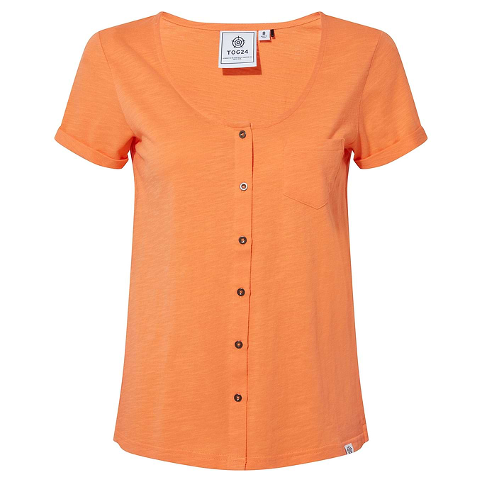 Kinver Womens Button Up Top - Coral Peach