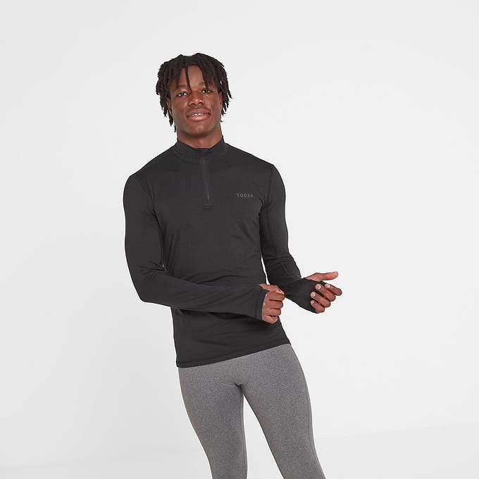 Snowdon Mens Thermal Quarter Zip Base Layer - Black