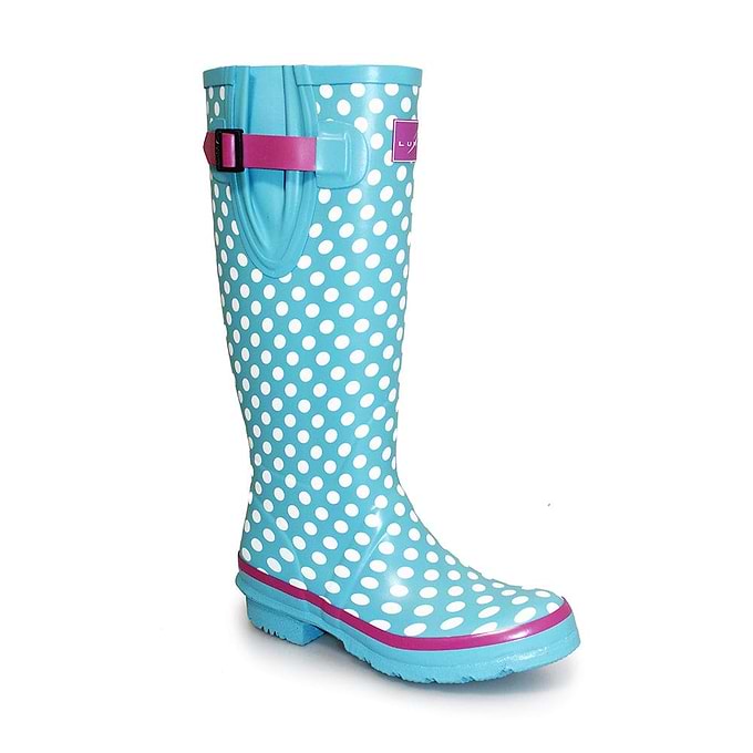 Lunar Polka Dot Wellington - Pale Blue