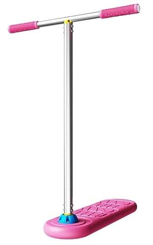 The INDO Pro Indoor Trampoline Stunt Scooter in Pink Pop, a wheel-free trampoline scooter with a pink padded deck and matching bars for practising tricks.