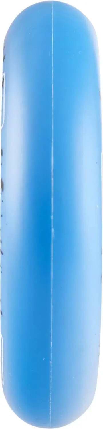 A close-up, top view of the Longway Tyro 100mm Nylon Core Scooter Wheel - Blue by Longway, featuring a smooth light blue finish with subtle black speckles and a durable nylon core, isolated on a white background.