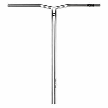 A raw, lightweight scooter handlebar from CORE is displayed against a white background. The T-shaped titanium Apollo V2 bar features a subtle logo near the center joint and "APOLLO" printed on the right side, emphasizing its sleek design among other scooter bars.