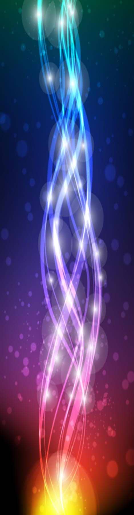 The Legacy Wave Stunt Scooter Griptape - Electric Rainbow by Legacy showcases a vibrant abstract design with glowing, intertwined lines in blue, pink, and purple on a dark backdrop. This electric pattern emits swirling light and dynamic effects, accented by bokeh-like orbs.
