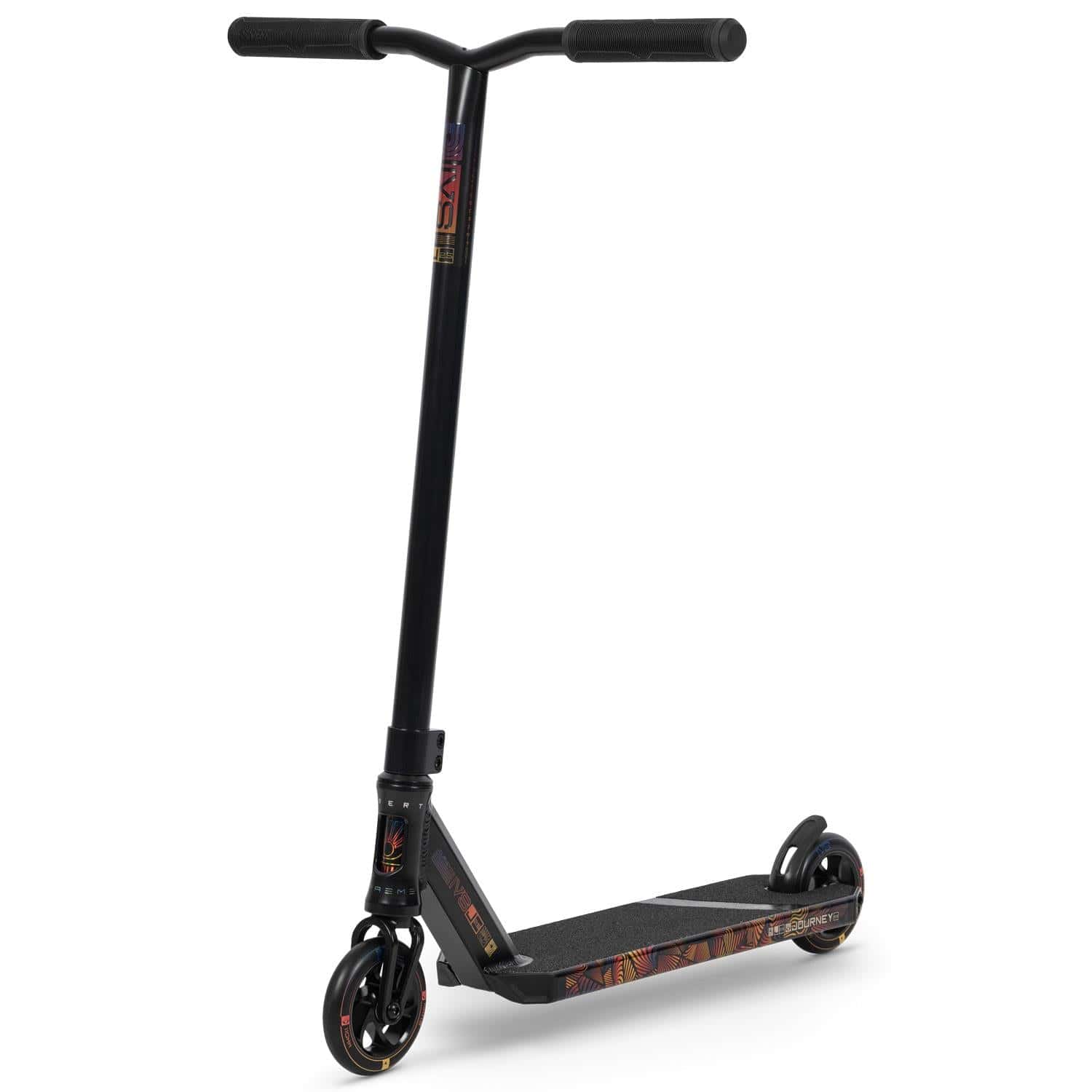 The Invert Supreme Journey 2.5 Jamie Hull Stunt Scooter - Berserk features a straight handlebar, small wheels, and a textured deck with colorful graphics. Ideal for intermediate riders mastering tricks and stunts.