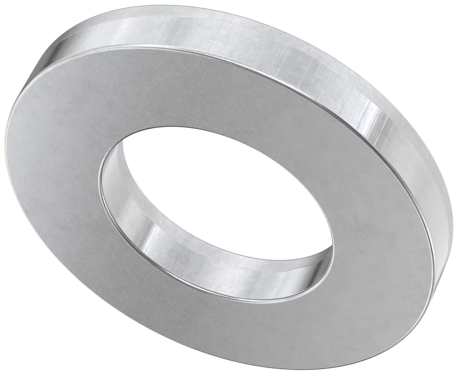 The Universal Scooter Wheel Axle Spacer - 1.8mm by Universal is a large, metallic flat washer with a smooth surface and wide central hole, perfect as a scooter axle spacer for universal 1.8mm fit.