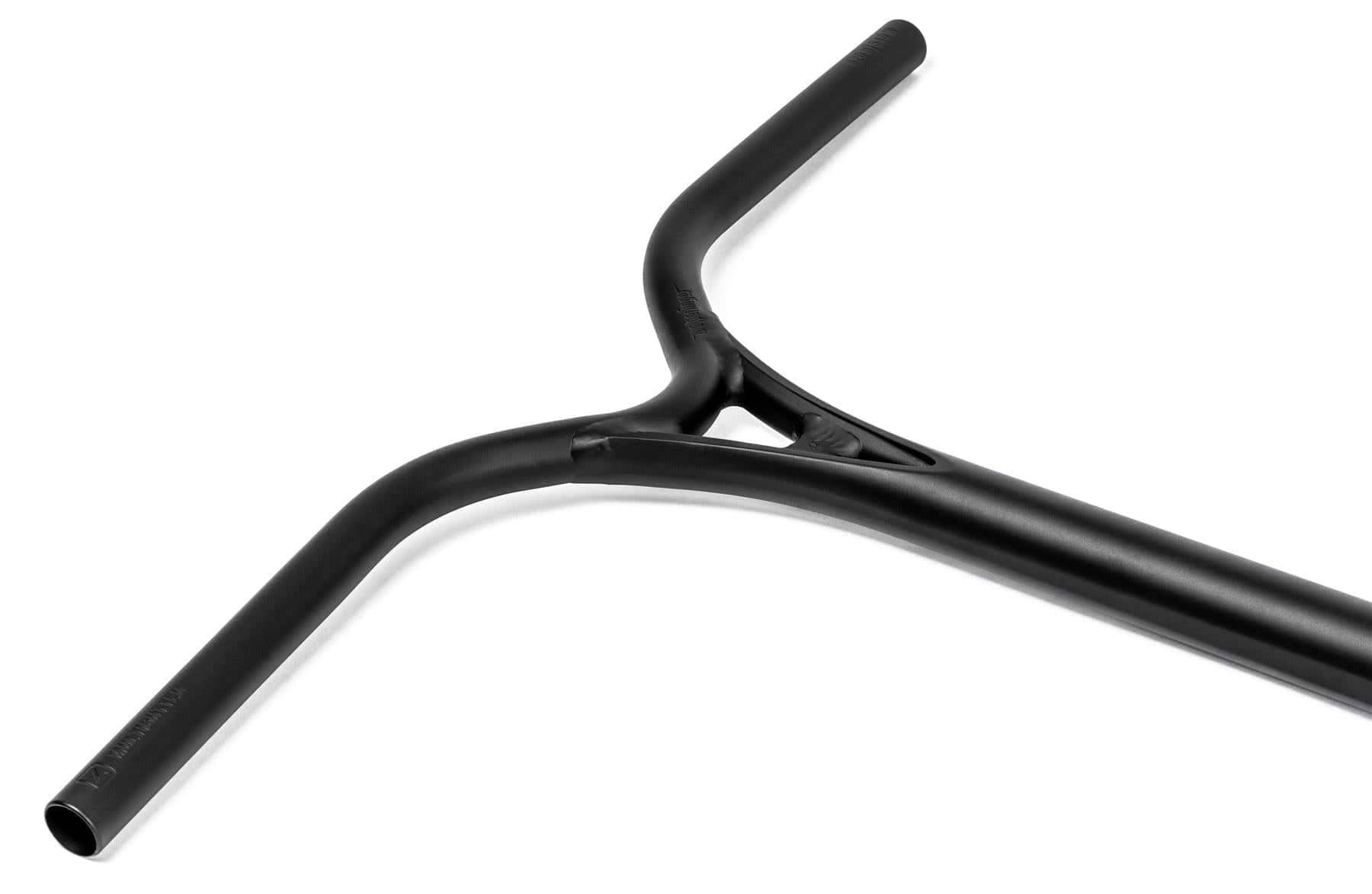The Ethic DTC Wolpertinger Aluminium IHC Stunt Scooter Bars in black (670mm x 560mm) feature a matte Y-shaped design with a small triangular support near the center, made from aluminium and shown against a white background.
