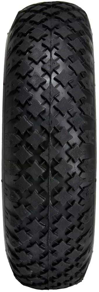 Close-up of a Hohing Mini BMX Replacement Tire in black featuring a diamond and cross-hatch tread pattern on a white background, highlighting the intricate design and deep rubber grooves covering the full tread width.