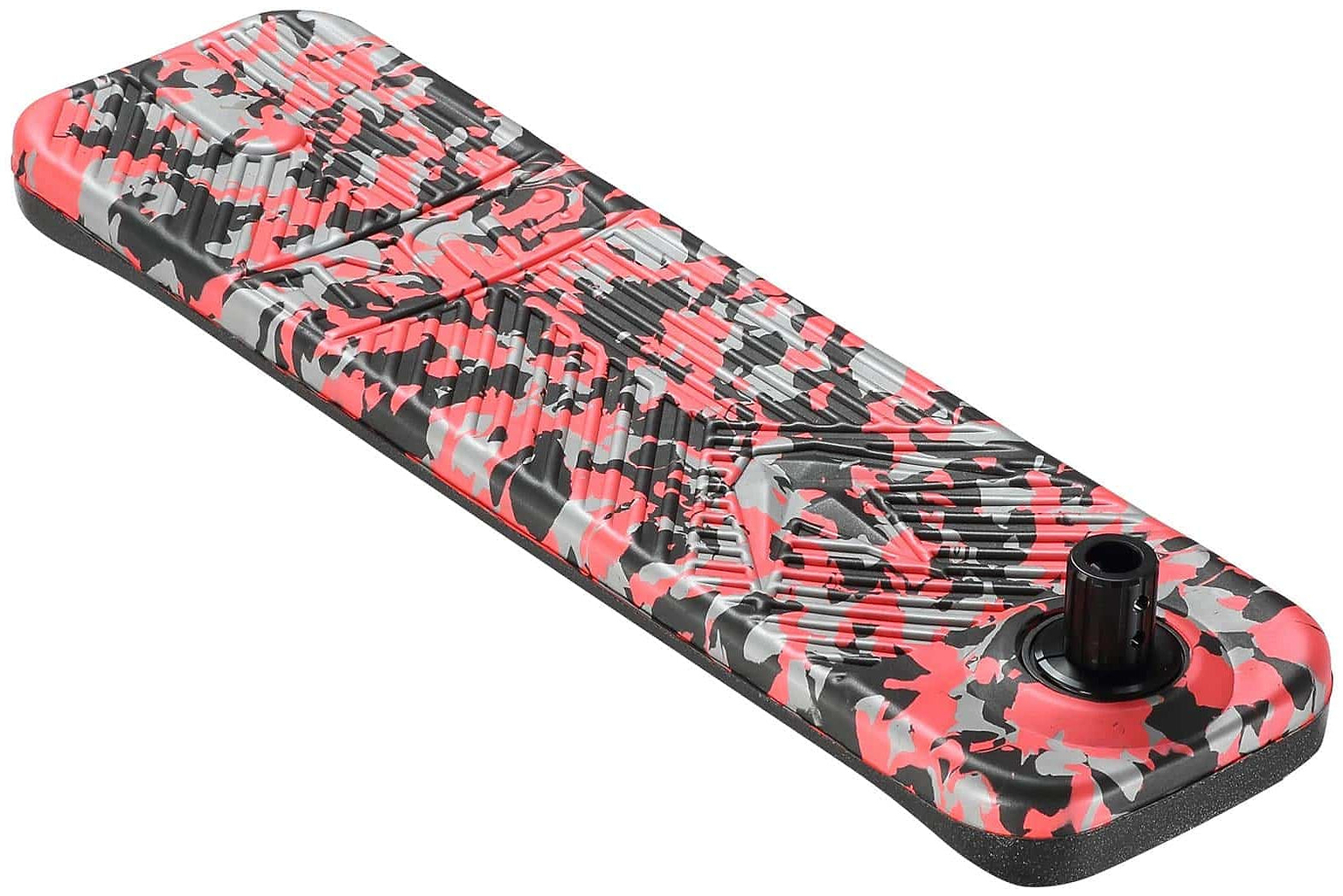 This vibrant skateboard deck, adorned with a red, pink, and black camouflage design, is ideal for those who enjoy distinctive styles. Its textured surface and single black truck mount make it the perfect addition to your Blunt Envy TS Pro 6 Indoor Trampoline Stunt Scooter - Red Camo experiences.
