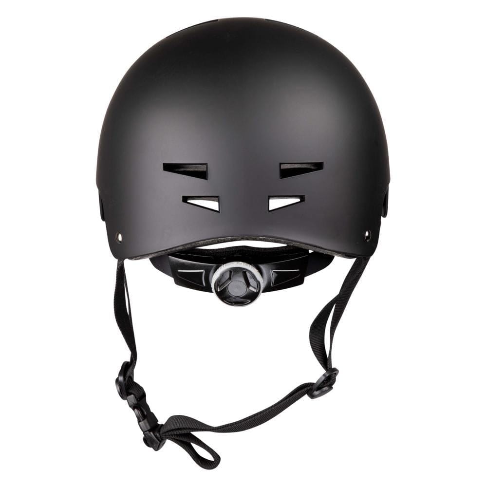 The Heelys F2 Skate Protection Helmet - Black features adjustable straps, ventilation slits, and a rear fit dial—ideal for stylish, secure rides.