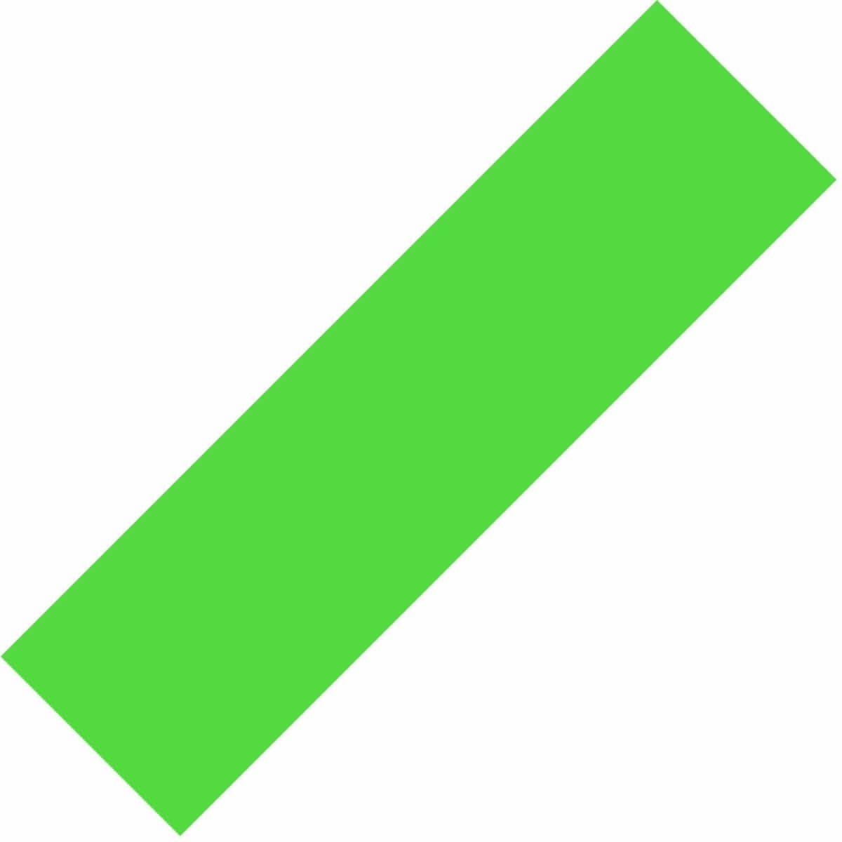 A vibrant neon green rectangle positioned diagonally on a white background, akin to the Skates.co.uk Neon Green Stunt Scooter Griptape featuring a medium-grain ultra-grippy finish suitable for most decks.