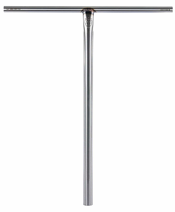 The Ethic DTC Tenacity V2 Steel HIC Stunt Scooter T-Bars in raw, measuring 670mm x 600mm, offer a sleek and lightweight design ideal for scooter bars with HIC compression systems.