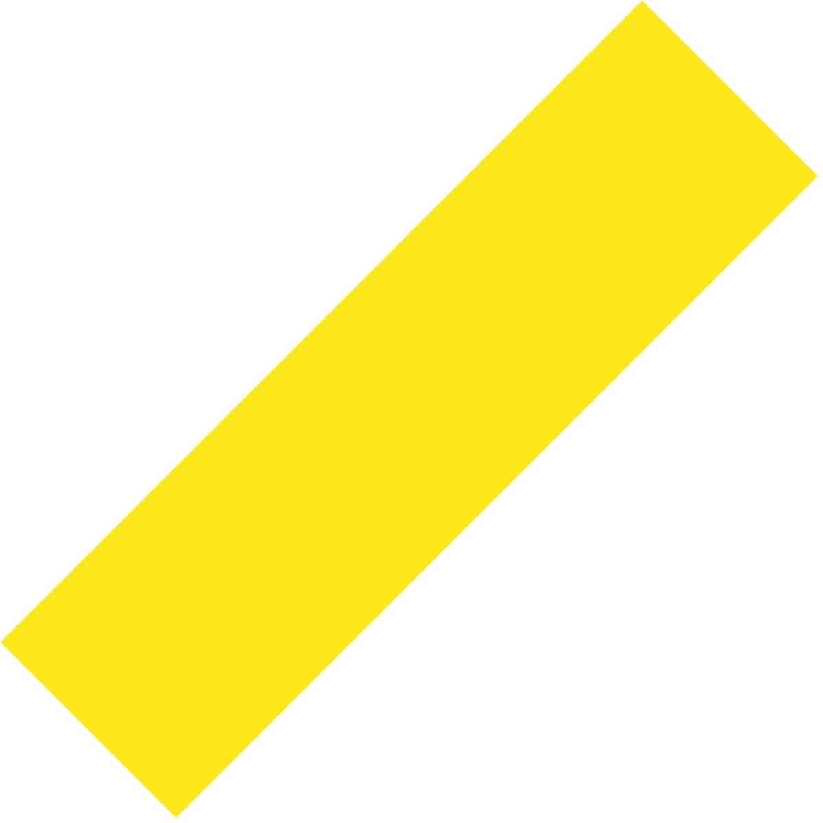 A diagonal yellow rectangle on a white background mirrors the vibrant hues of the Skates.co.uk Stunt Scooter Griptape in Neon Yellow's ultra-grippy finish.