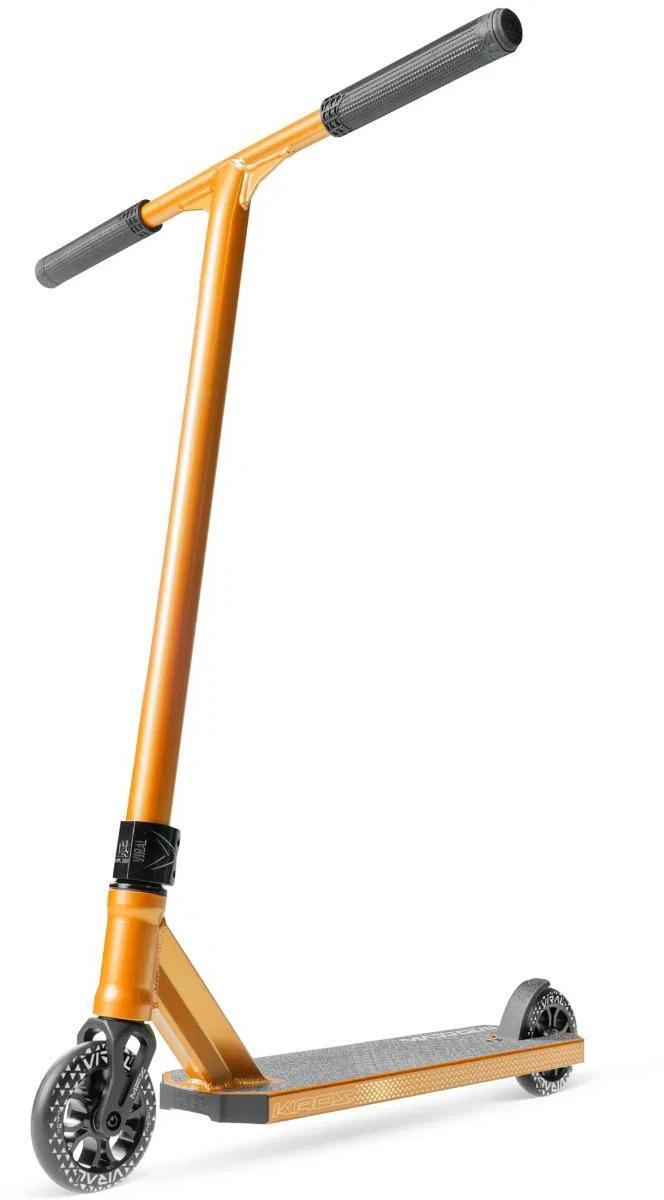 An orange and black handle, ideal for your Madd Gear Viral KAOS Complete Stunt Scooter – Copper by Madd Gear (MGP).