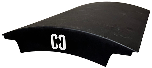 A black, curved plastic CORE Mini Wave Bridge Connector with "CORE" in white on the end—ideal for upgrading your skate setup.
