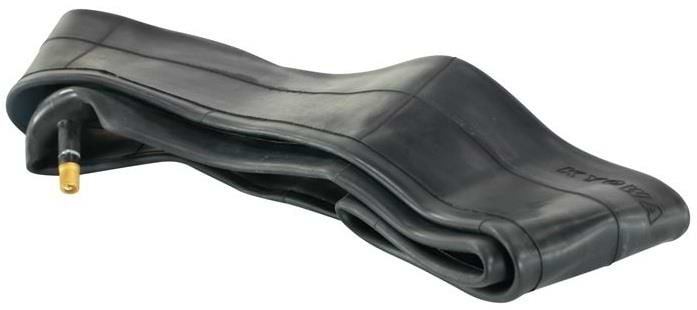 The Revvi Electric Bike Replacement Inner Tube - 18" by Revvi features a folded black tube with a metal valve stem, designed for 18" wheels—perfect for your Revvi Electric Bike and shown on a white background.