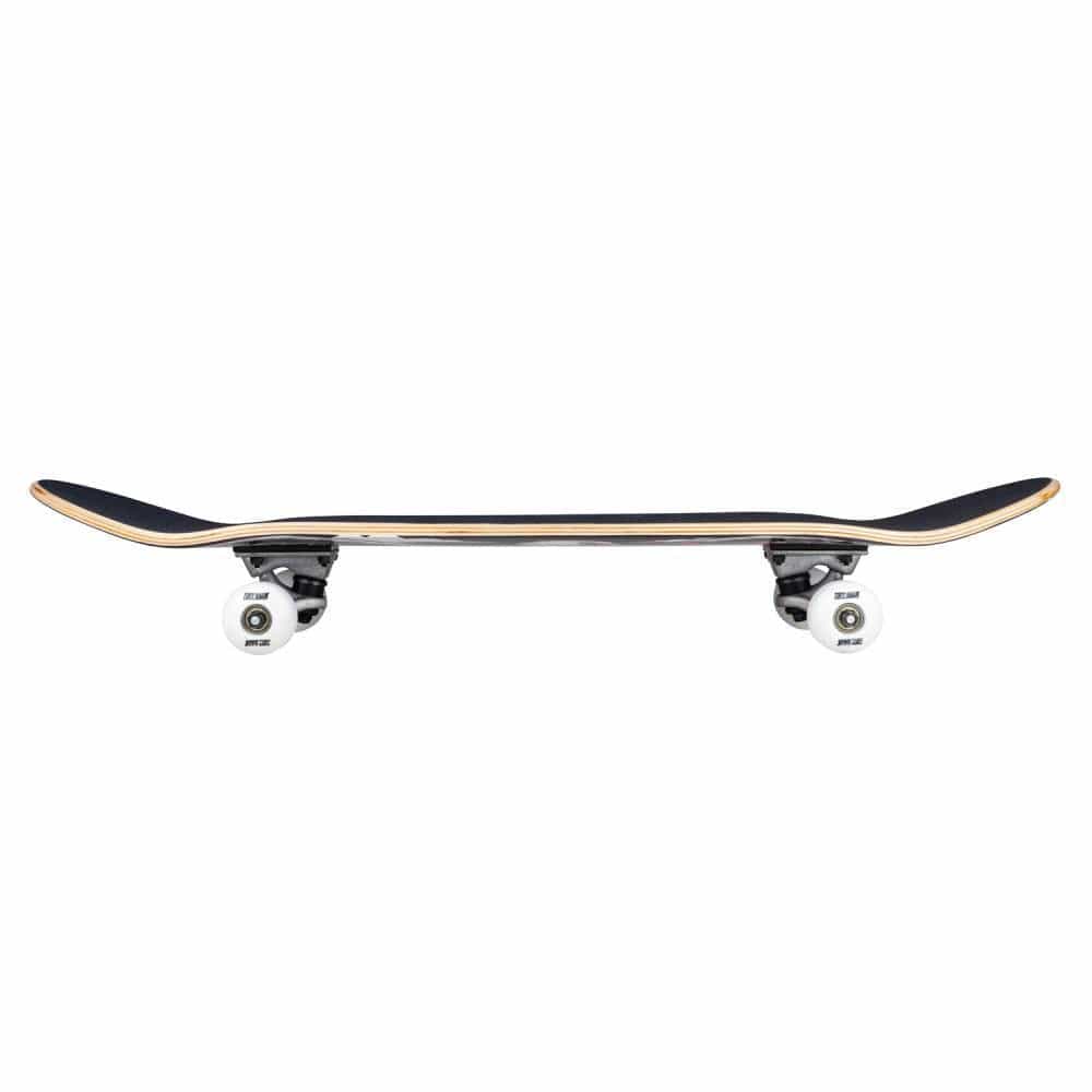 A side view of the Tony Hawk 180 Series Wingspan Special Complete Skateboard (8" x 31.5") shows its 7-ply maple deck, black grip, white wheels, and silver trucks with upturned nose and tail against a plain white background.