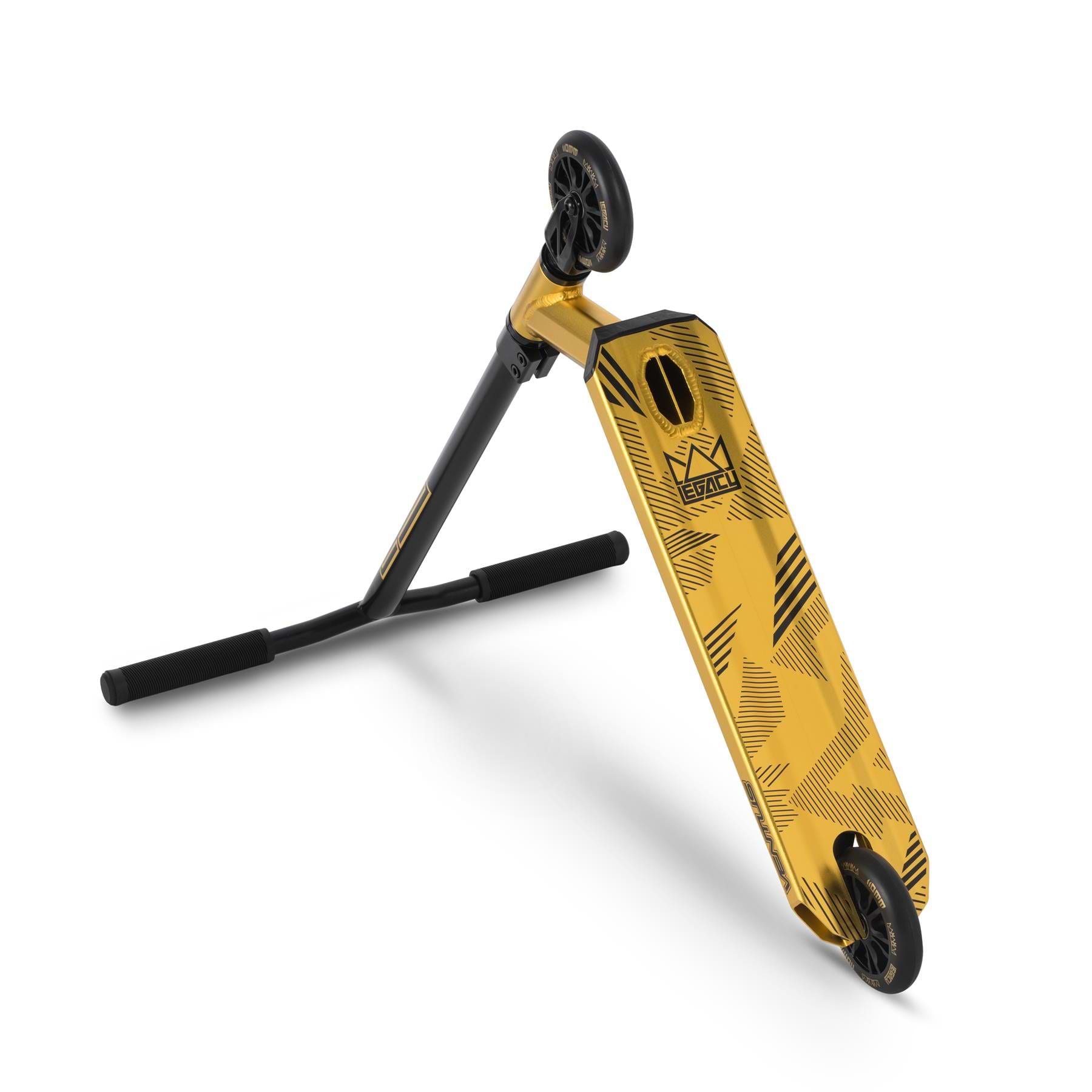 The Legacy Ventus Complete Stunt Scooter in Gold and Black from Legacy is perfect for showing off tricks at the skatepark.
