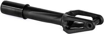 The Ethic DTC Merrow V3 8/12STD HIC Stunt Scooter Fork in black features a cylindrical tube and forked end, designed for connecting the scooter wheel and handlebar. Brand: Ethic.