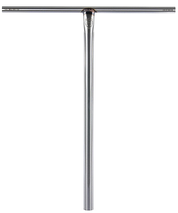 The Ethic DTC Tenacity V2 Steel Oversized HIC Stunt Scooter T-Bars in raw (620mm x 600mm) feature a vertical stem, horizontal crossbar, and small joint logo. These lightweight Ethic bars are shown against a white background.