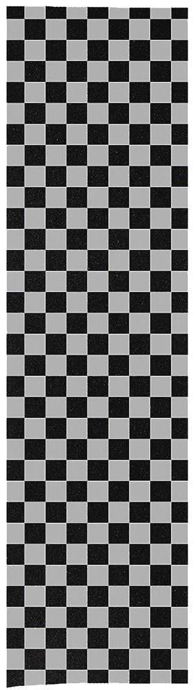 The Enuff 9" Skateboard Griptape - Chequered Grey features a repeating grey checkerboard pattern that ensures excellent grip, making it ideal for skateboard applications.