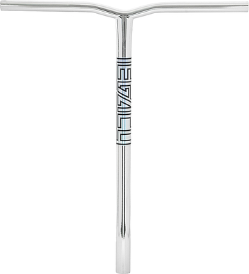 Legacy Ventus Steel Standard IHC Stunt Scooter Bars in chrome, featuring a stylized logo printed on the vertical tube.