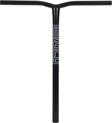Black Legacy Ventus Steel Standard IHC Stunt Scooter Bars in a T-shape, featuring a geometric logo graphic on the vertical stem.