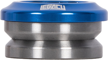 Legacy Velo Integrated Stunt Scooter Headset in anodized blue with a silver metal sealed bearing assembly.