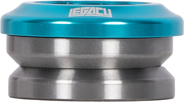 Legacy Velo Integrated Stunt Scooter Headset in anodised teal, featuring a silver metallic base and sealed bearings.